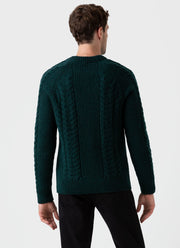Men's Textured Donegal Jumper in Dark Green Donegal