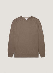Men's Sea Island Cashmere Crew Neck Jumper in Bark