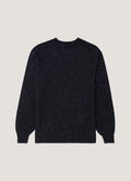 Men's Shetland Crew Neck Jumper in Dark Navy Mouline