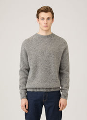 Men's Shetland Crew Neck Jumper in Mid Grey Melange