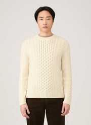 Men's Cable Knit Jumper in Ecru
