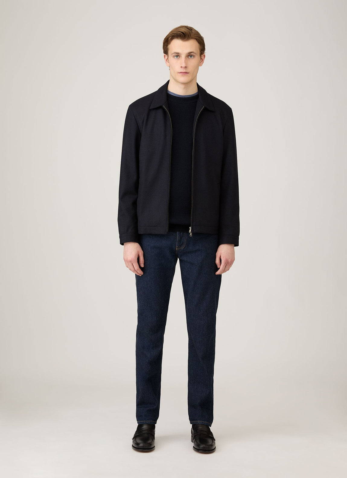 Men's Ribbed Jumper in Navy