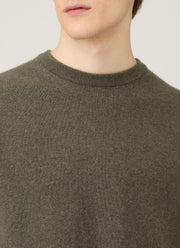 Men's Cashmere Crew Neck Jumper in Khaki