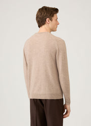 Men's Cashmere Crew Neck Jumper in Oatmeal Melange