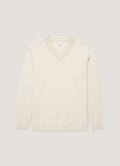 Men's Lambswool V-neck Jumper in Oatmeal Melange