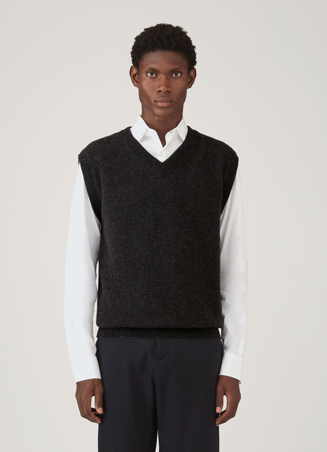 Men's Lambswool Vest in Charcoal Melange
