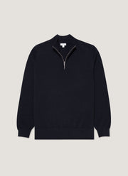 Men's Cashmere Half Zip Jumper in Navy