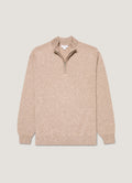 Men's Cashmere Half Zip Jumper in Oatmeal Melange