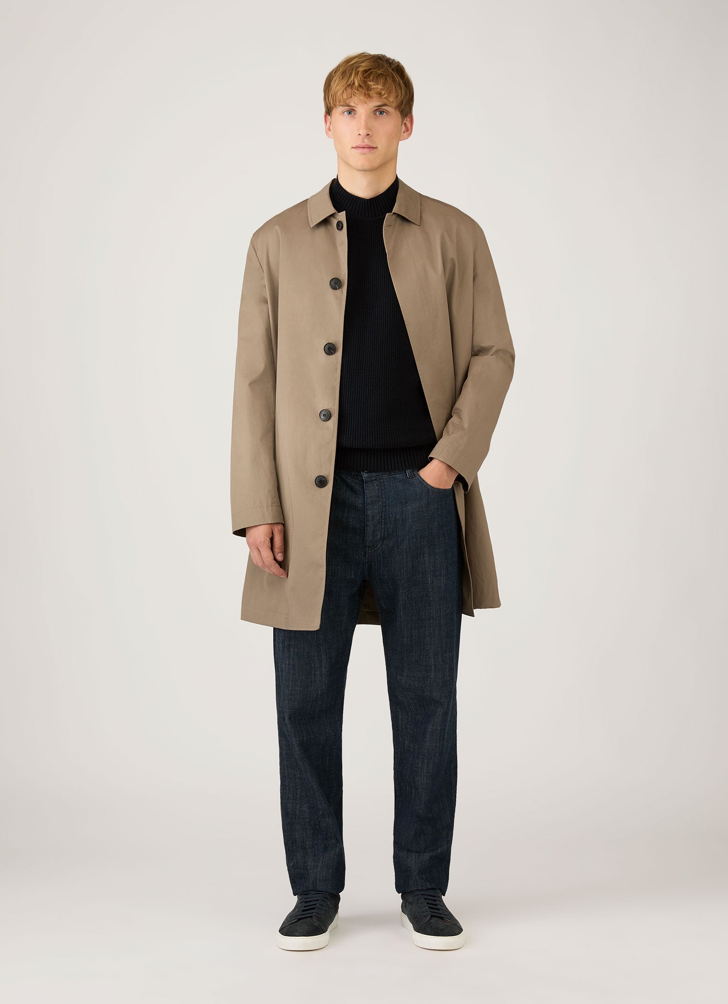 Men's Cotton Crew Neck Jumper in Navy