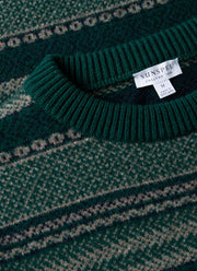 Men's Lambswool Fair Isle Jumper in Holly Green