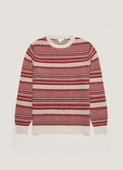 Men's Lambswool Fair Isle Jumper in Bright Red
