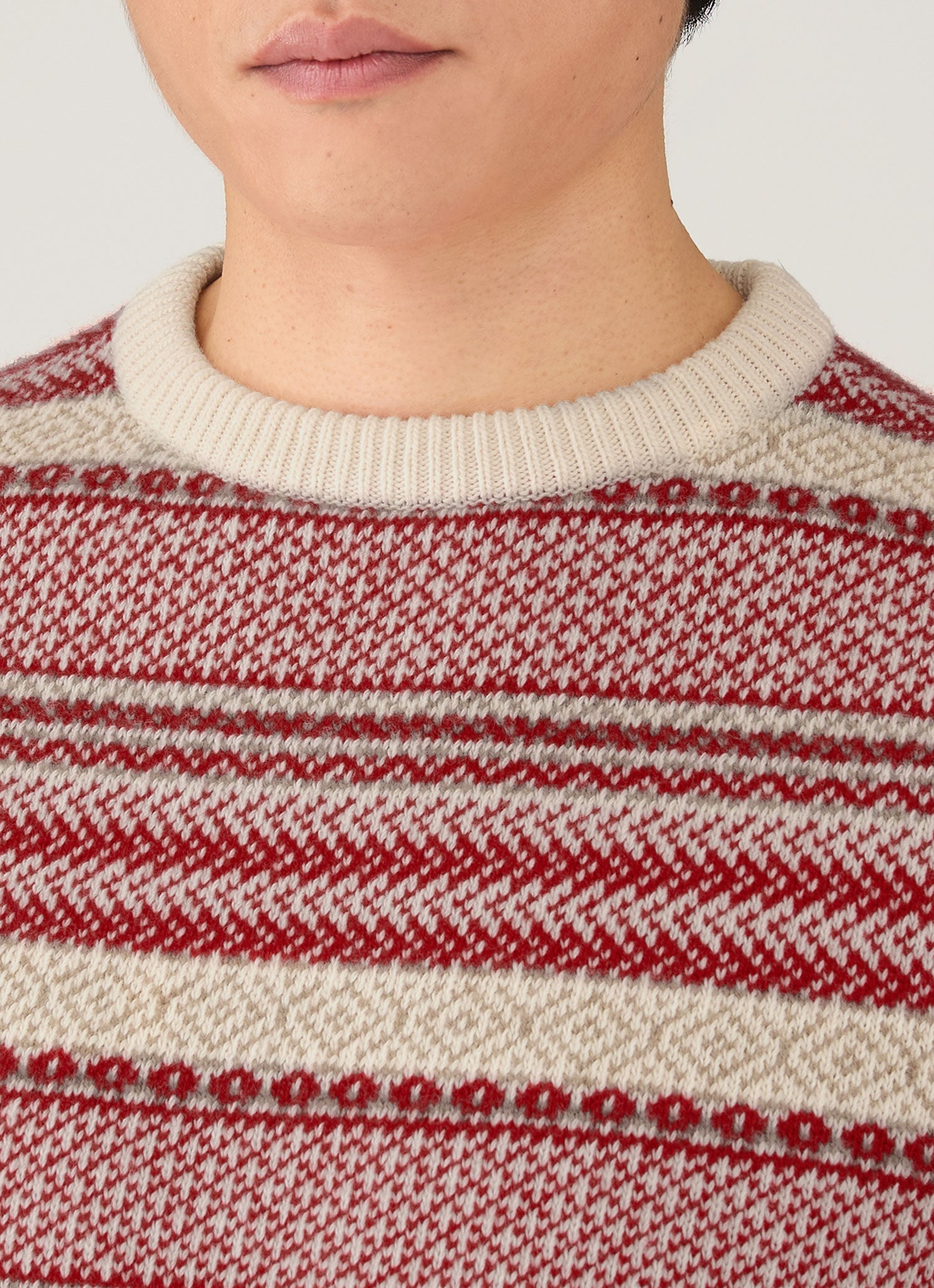 Men's Lambswool Fair Isle Jumper in Bright Red