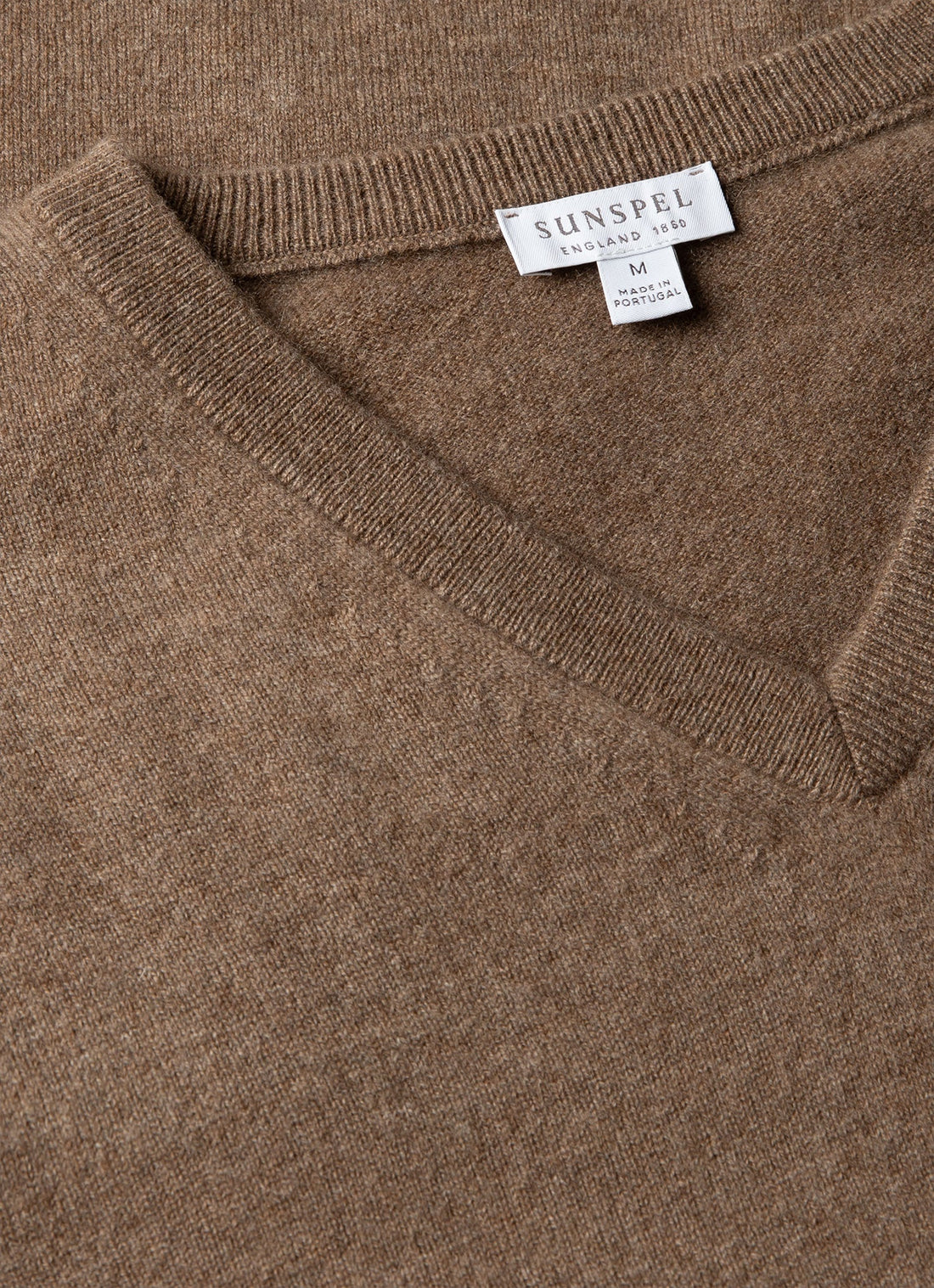 Men's Cashmere V-neck Jumper in Taupe