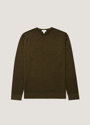Men's Extra-Fine Merino Jumper in Loden Green
