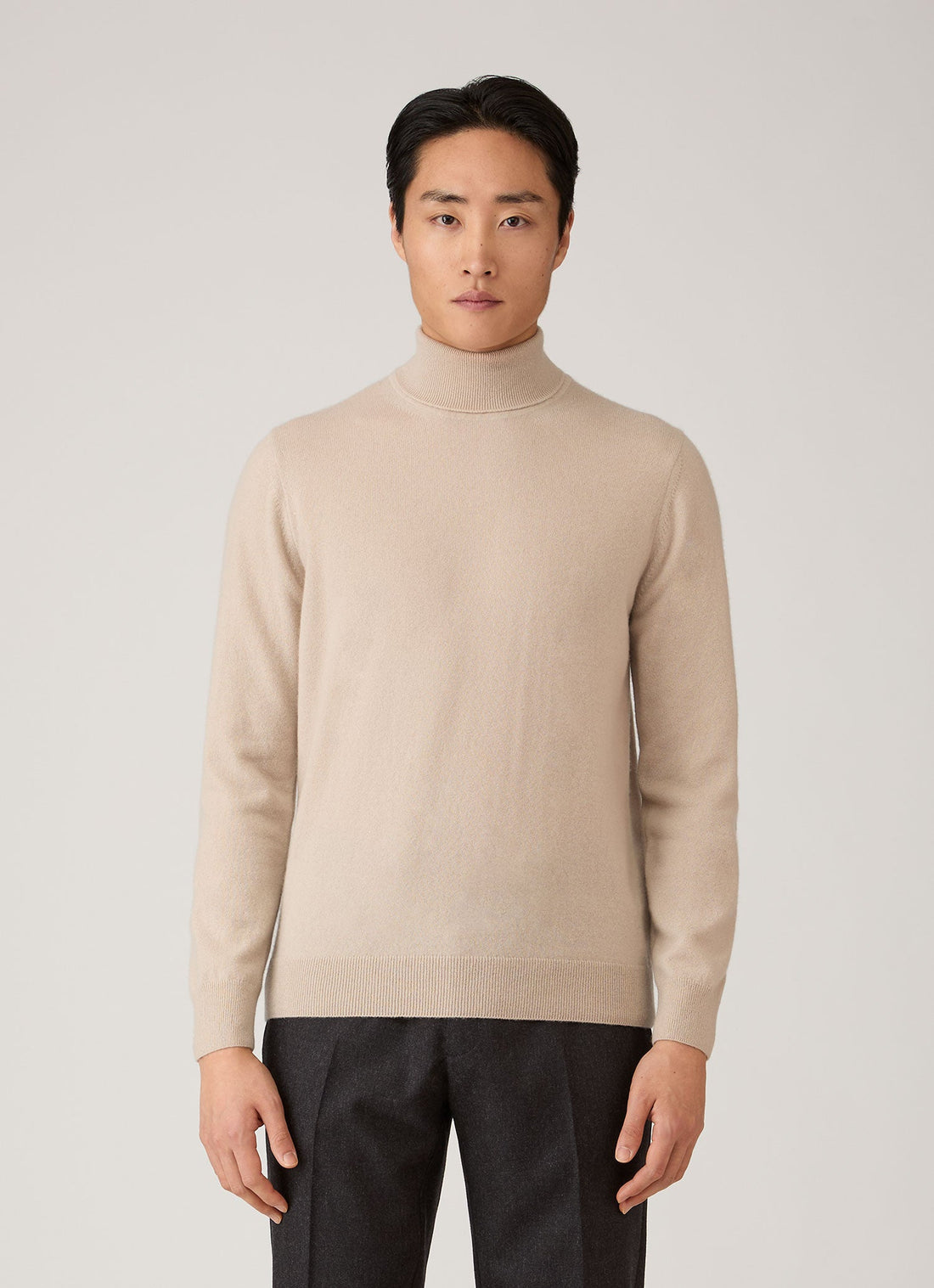 Men's Cashmere Roll Neck Jumper in Swansdown
