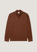 Men's Extra-Fine Merino Half Zip Jumper in Chestnut
