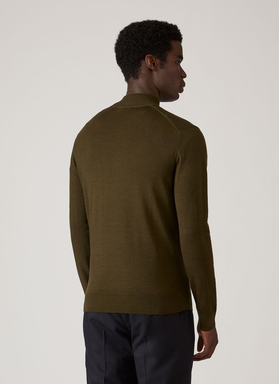 Men's Extra-Fine Merino Half Zip Jumper in Loden Green