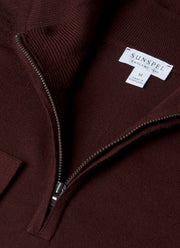 Men's Extra-Fine Merino Half Zip Jumper in Bakelite