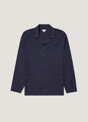 Men's Cotton Flannel Pyjama Shirt in Navy