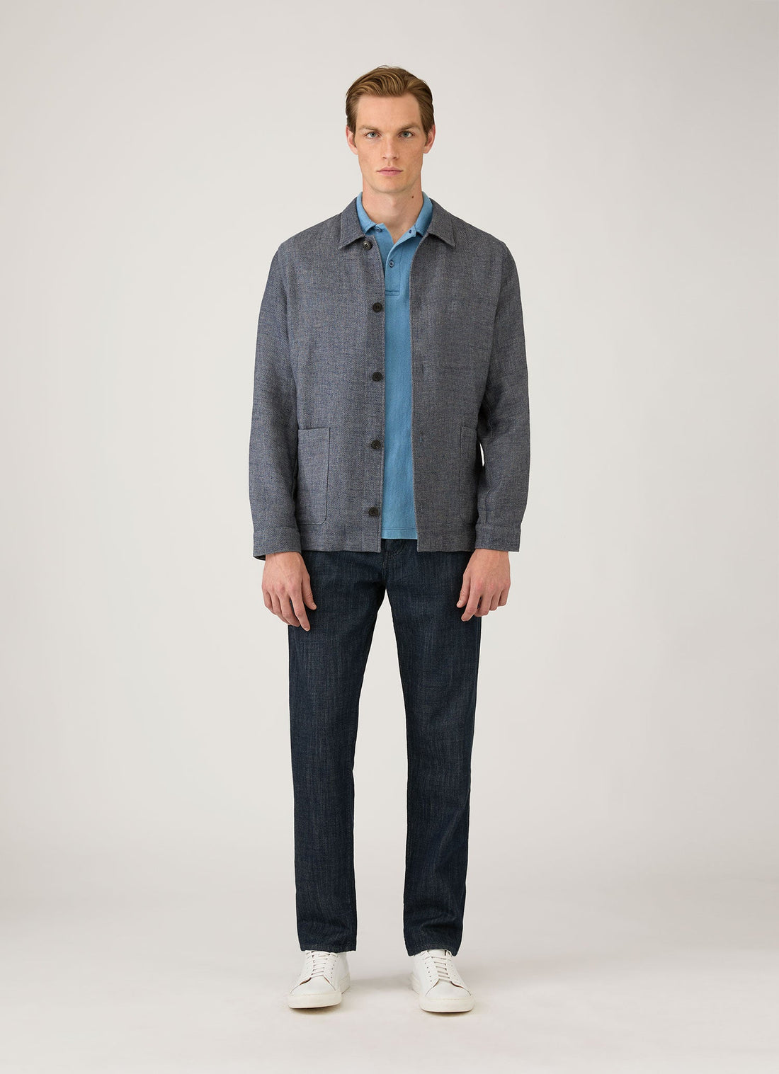 Men's Riviera Polo Shirt in Mid Indigo Wash