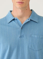 Men's Riviera Polo Shirt in Mid Indigo Wash