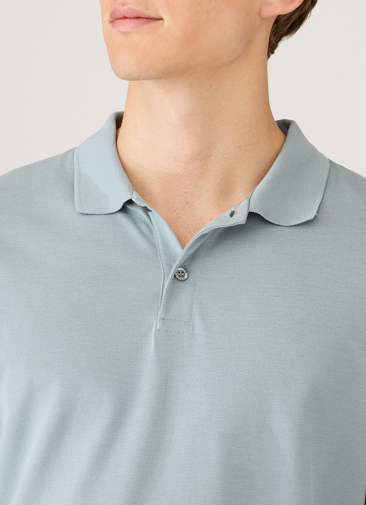 Men's Piqué Polo Shirt in Stone Blue