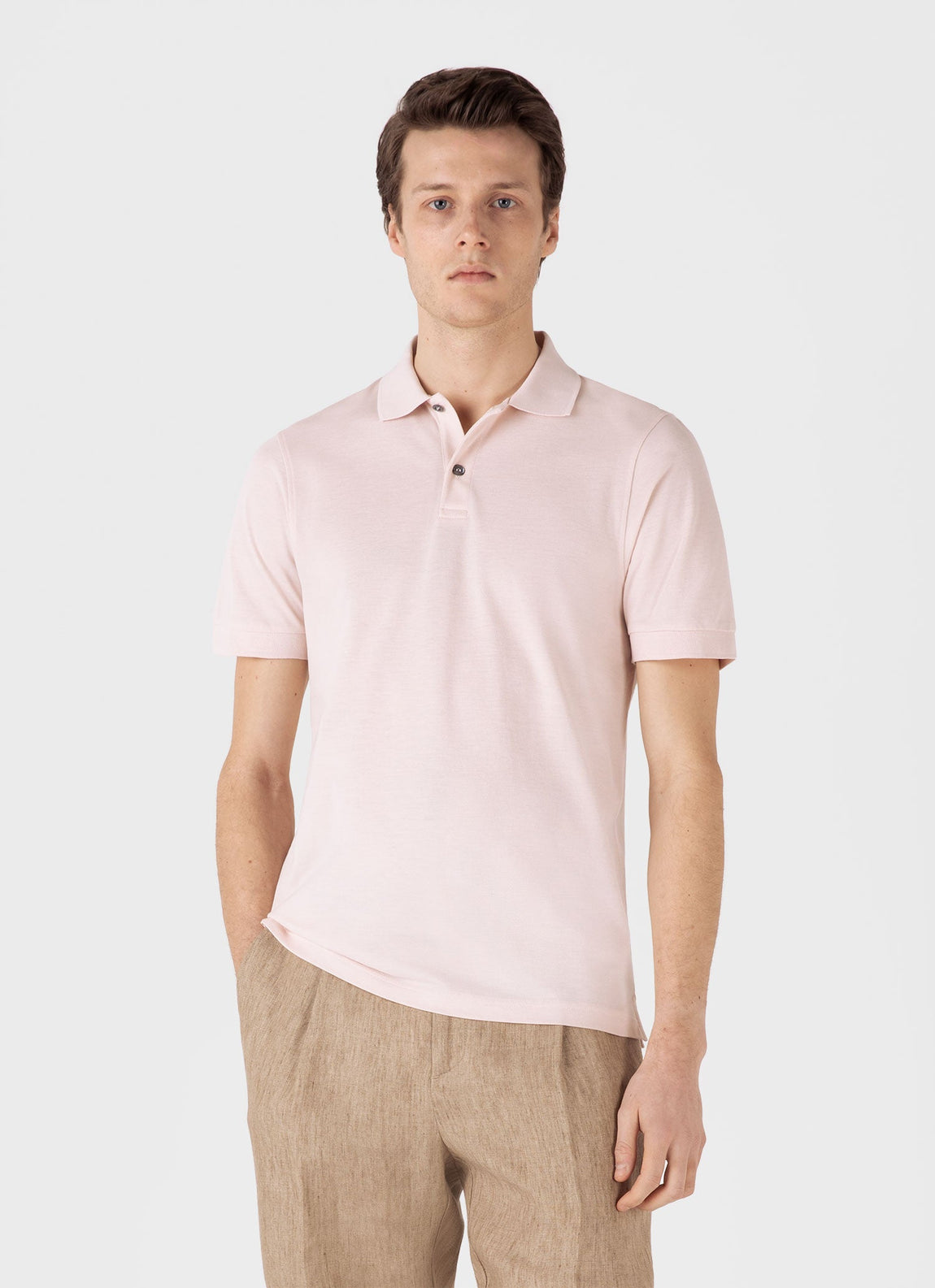 Men's Piqué Polo Shirt in Pastel Pink