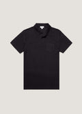 Men's Sea Island Cotton Jersey Polo Shirt in Black