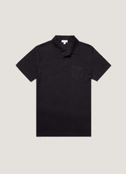 Men's Sea Island Cotton Jersey Polo Shirt in Black