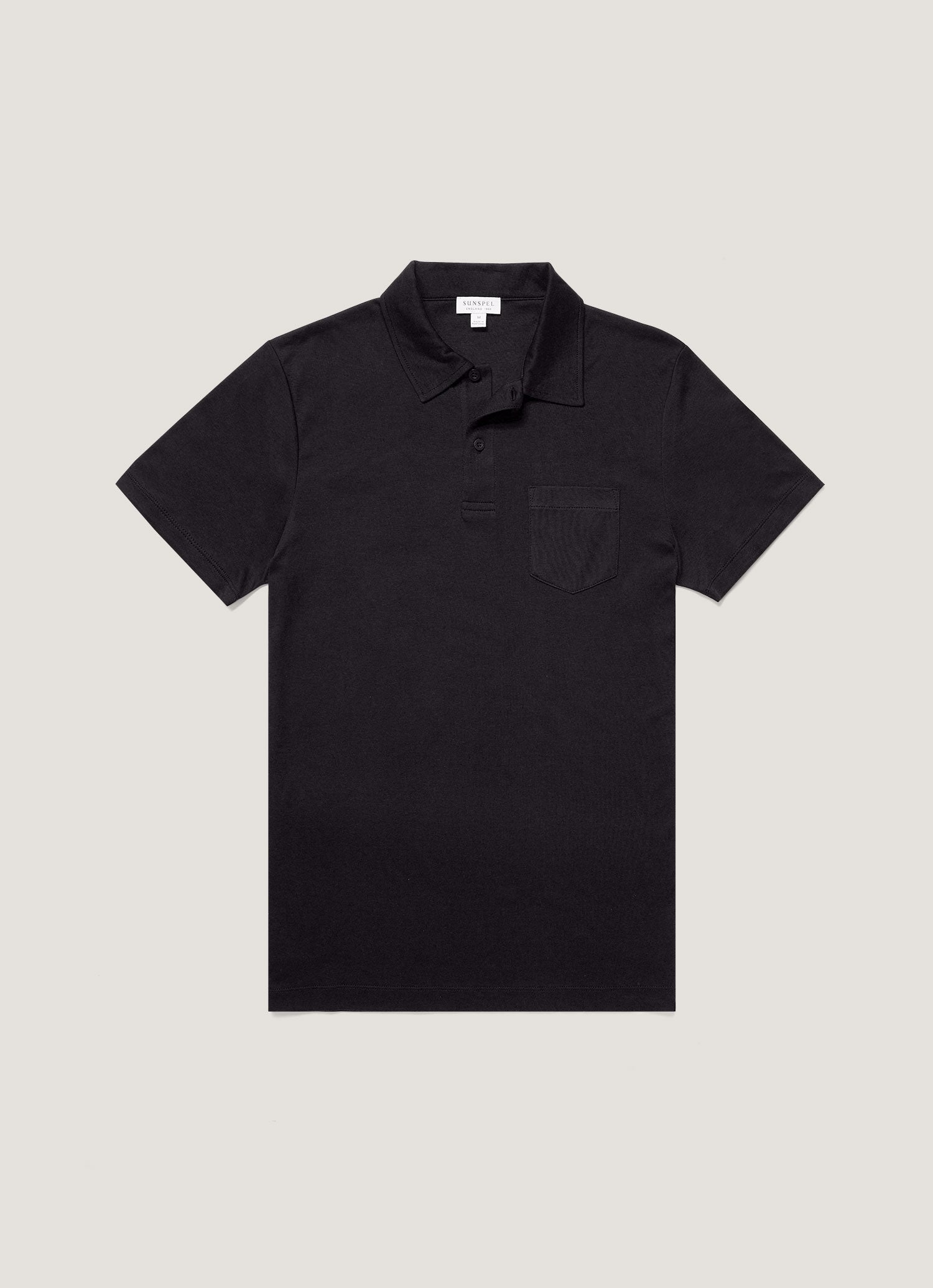 Men's Sea Island Cotton Jersey Polo Shirt in Black