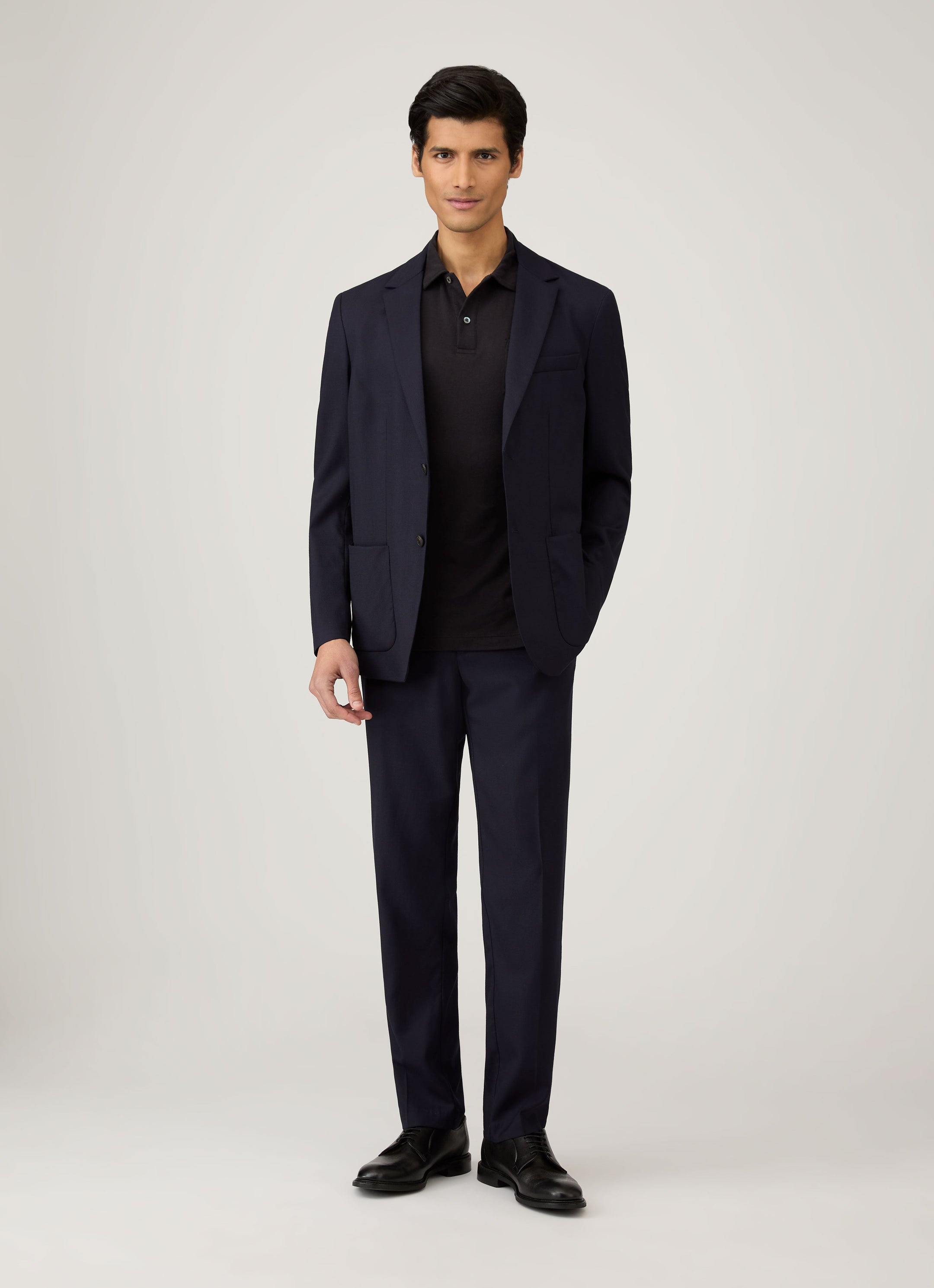 Men's Sea Island Cotton Jersey Polo Shirt in Black