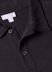 Men's Sea Island Cotton Jersey Polo Shirt in Black