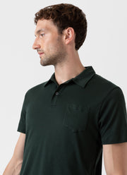 Men's Sea Island Cotton Jersey Polo Shirt in Seaweed