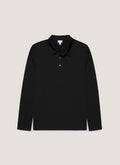 Men's Long Sleeve Classic Jersey Polo Shirt in Black