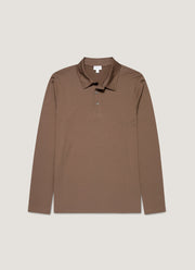 Men's Long Sleeve Classic Jersey Polo Shirt in Bark
