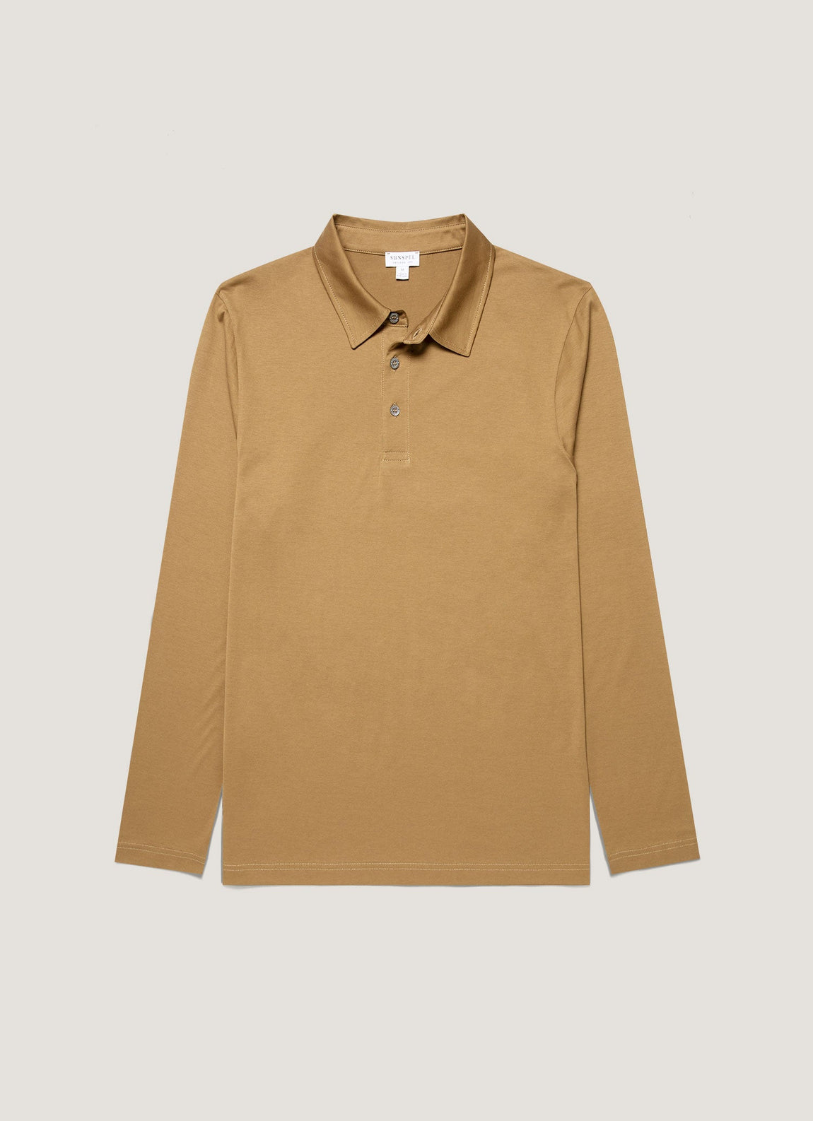 Men's Long Sleeve Classic Jersey Polo Shirt in Walnut