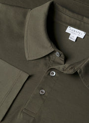 Men's Long Sleeve Classic Jersey Polo Shirt in Dark Green