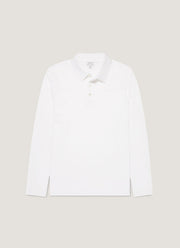 Men's Long Sleeve Classic Jersey Polo Shirt in White
