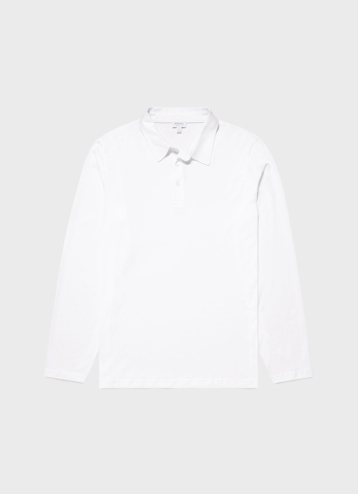 Men's Jersey Long Sleeve Polo Shirt in White