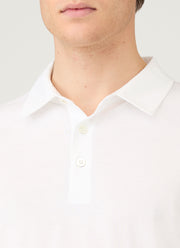 Men's Long Sleeve Classic Jersey Polo Shirt in White
