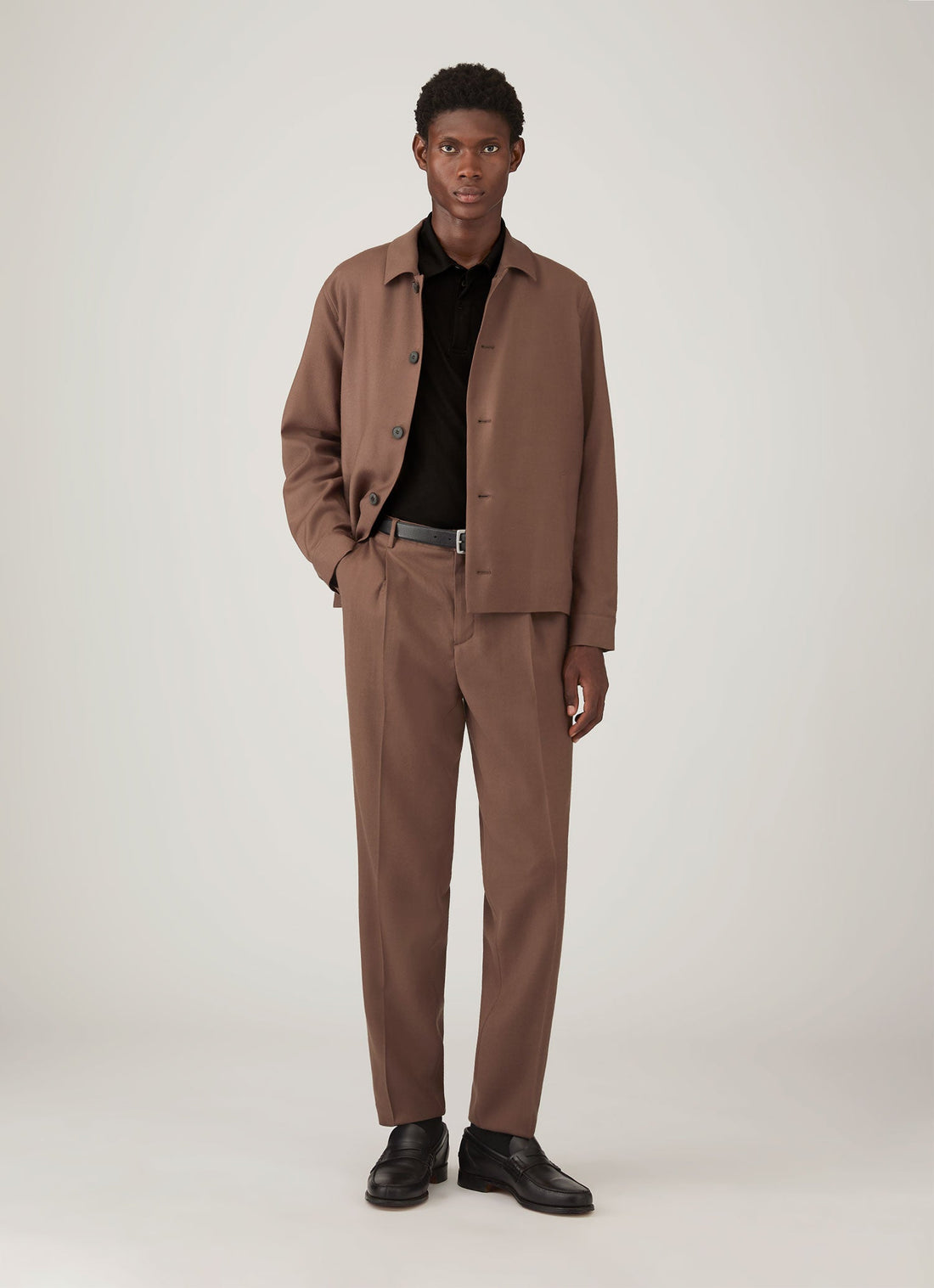 Men's Long Sleeve Ultra-Fine Merino Polo Shirt in Black