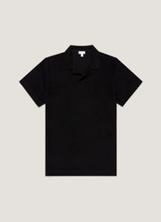 Men's Towelling Polo Shirt in Black