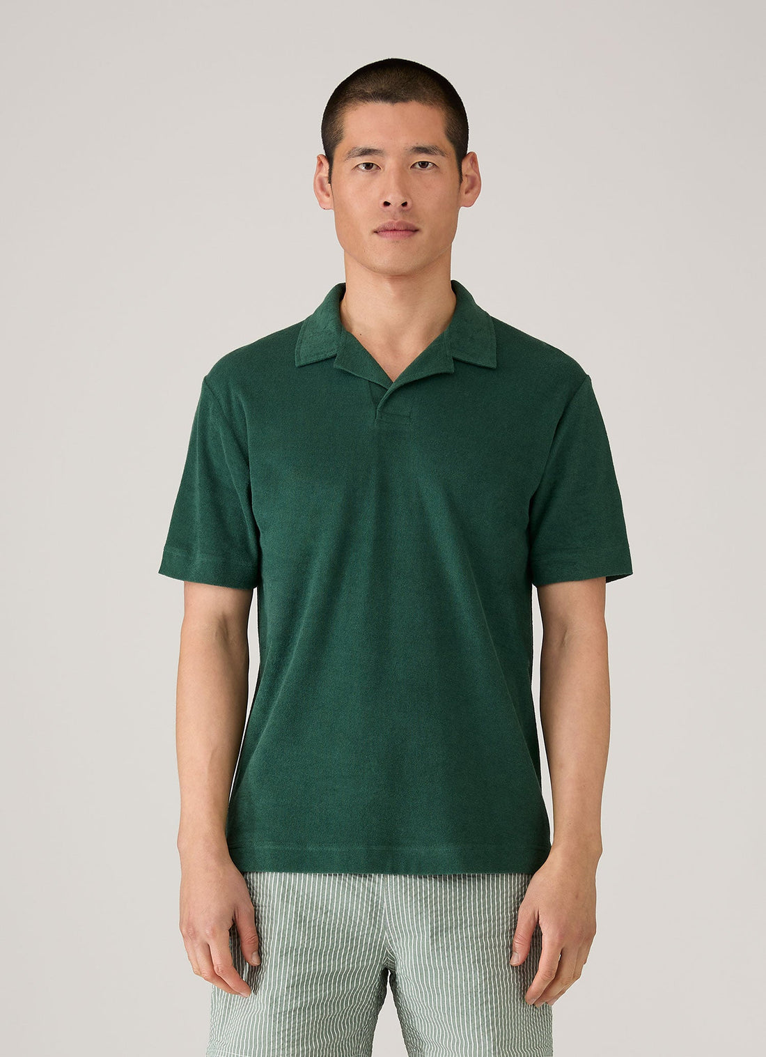 Men's Towelling Polo Shirt in Forest