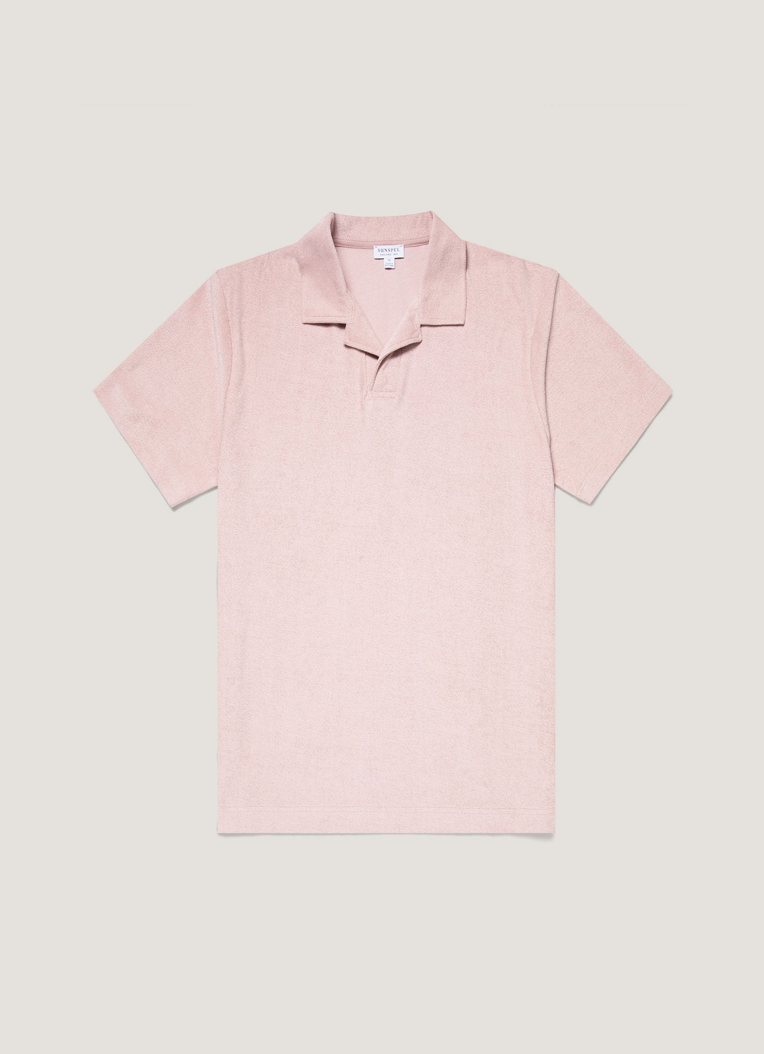 Men's Towelling Polo Shirt in Pale Pink