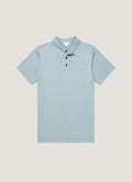 Men's Sea Island Cotton Knit Polo Shirt in Stone Blue