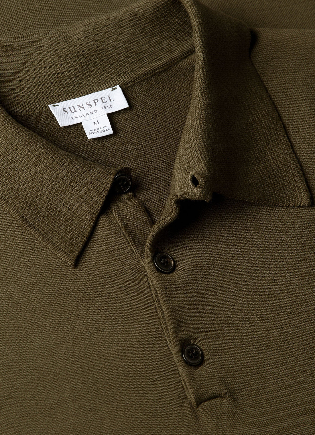 Men's Sea Island Cotton Knit Polo Shirt in Deep Olive