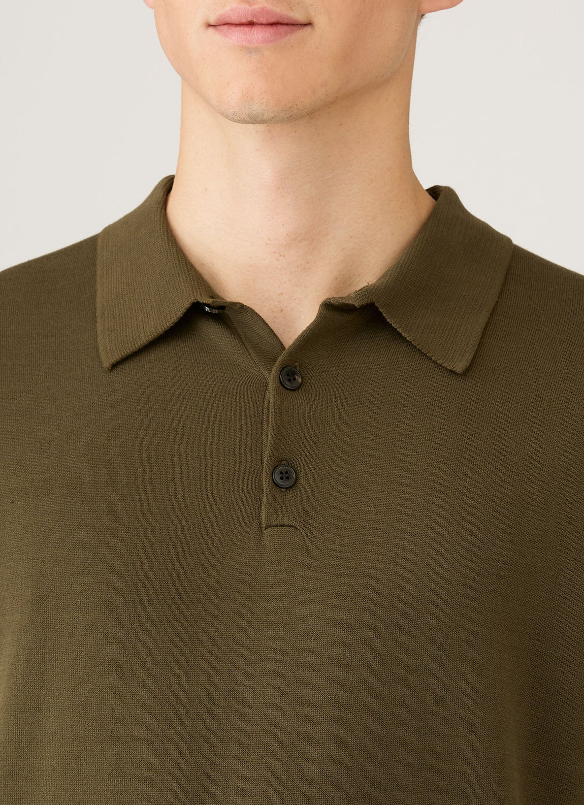 Men's Sea Island Cotton Knit Polo Shirt in Deep Olive