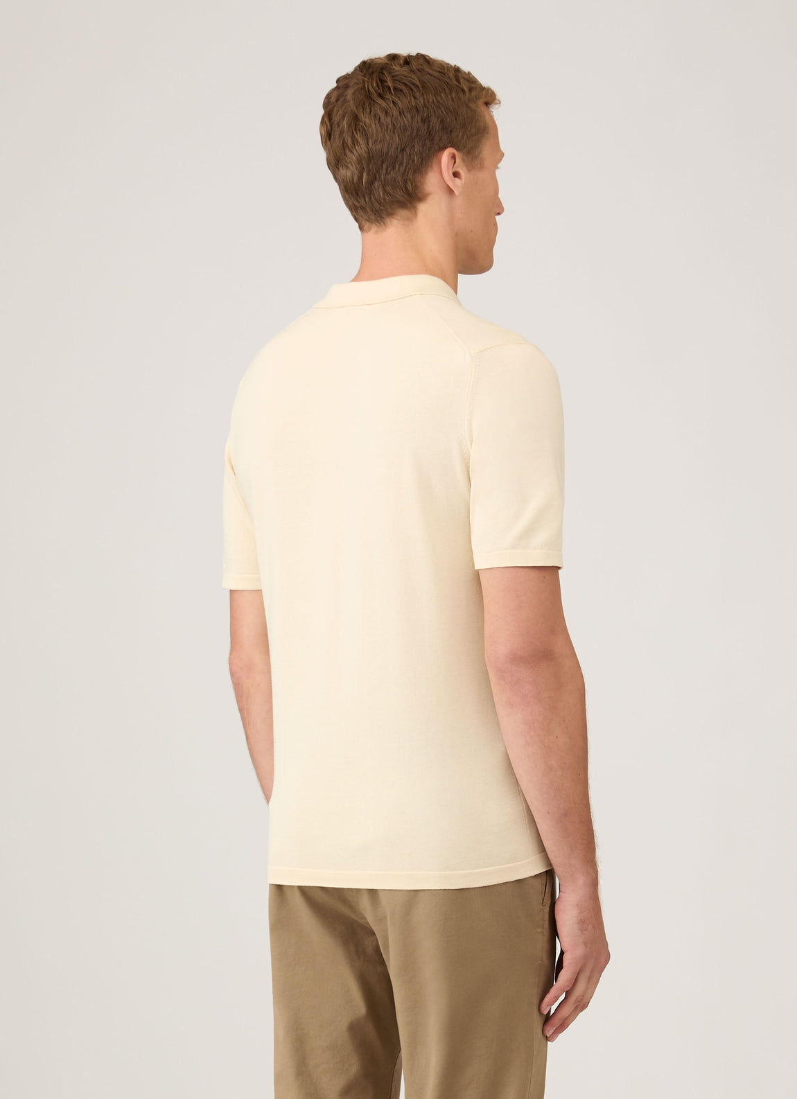 Men's Sea Island Cotton Knit Polo Shirt in Undyed