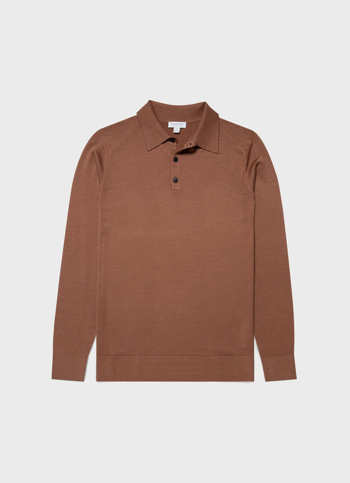 Men's Extra-Fine Merino Polo Shirt in Pecan