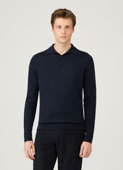 Men's Extra-Fine Merino Polo Shirt in Navy